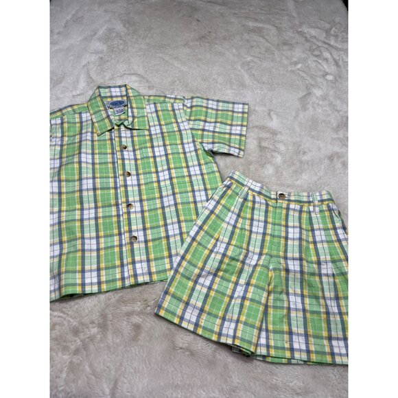Nick Nack Patty Wack Toddler Plaid Shirt & Shorts Set 4T Green Yellow Cotton - Picture 9 of 9